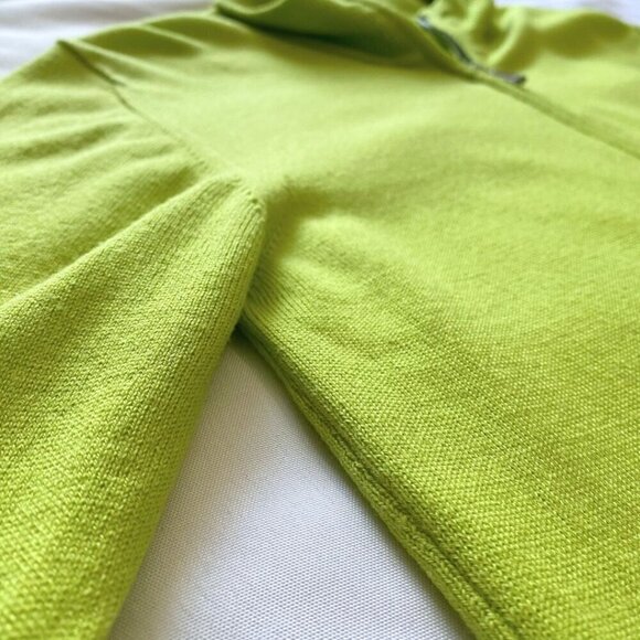 J LINDEBERG WOMEN'S MERINO FINE WOOL BLEND ZIP UP SWEATER IN LIME GREEN - M - Picture 8 of 11